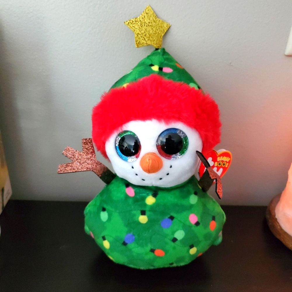 Ty Beanie Boos - GARLAND The Christmas Tree Snowman (8‎ Inch) 2023 NEW Plush Toy